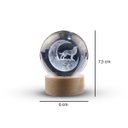 Ver imagem 3 de Luminária Abajur Globo Vidro Lobo Led Usb Enfeite Decorativo Esfera Vidro de 3d Base de Madeira