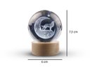 Ver imagem 3 de Luminária Abajur Globo Vidro Lobo Led Usb Enfeite Decorativo Esfera Vidro de 3d Base de Madeira