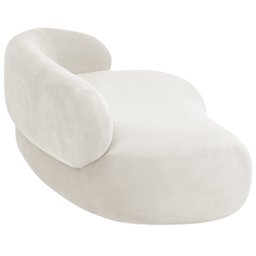 Recamier Sofá Curvo Lado Esquerdo Canadá 150cm Luxo Sala de Estar Bouclé Branco - Incasa Decor - 5