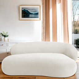 Recamier Sofá Curvo Lado Esquerdo Canadá 150cm Luxo Sala de Estar Bouclé Branco - Incasa Decor - 2