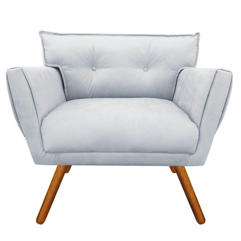 Poltrona Decorativa Anitta Suede Cinza - D’Rossi