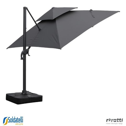 Kit Ombrelone Tulum Grafite ou Fendi - com Base Hdpe 150 Litros - Rivatti