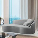 Ver imagem 2 de Divã Recamier Curvo Sala de Estar Recepção Inglaterra 180cm Lado Esquerdo Bouclé Cinza - Amarena Móv