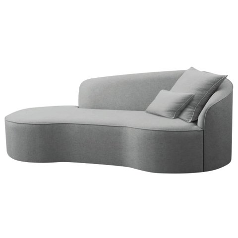 Divã Recamier Curvo Sala de Estar Recepção Inglaterra 180cm Lado Esquerdo Bouclé Cinza - Amarena Móv