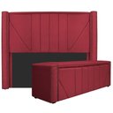 Ver imagem 1 de Kit Cabeceira E Calçadeira Baú King 195cm Suede Vermelho