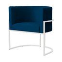 Ver imagem 3 de Kit 02 Poltrona Luana Veludo Azul Marinho Base Branca - Fm