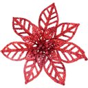 Ver imagem 3 de Kit 8 Flores Gliter Vermelha Decoração Árvore de Natal 14cm