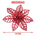 Ver imagem 4 de Kit 8 Flores Gliter Vermelha Decoração Árvore de Natal 14cm