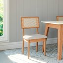 Ver imagem 3 de Kit Conjunto Mesa Sala de Jantar Retangular 180cm 6 Cadeiras Estofadas Encosto Tela MDF Freijó/Cesar
