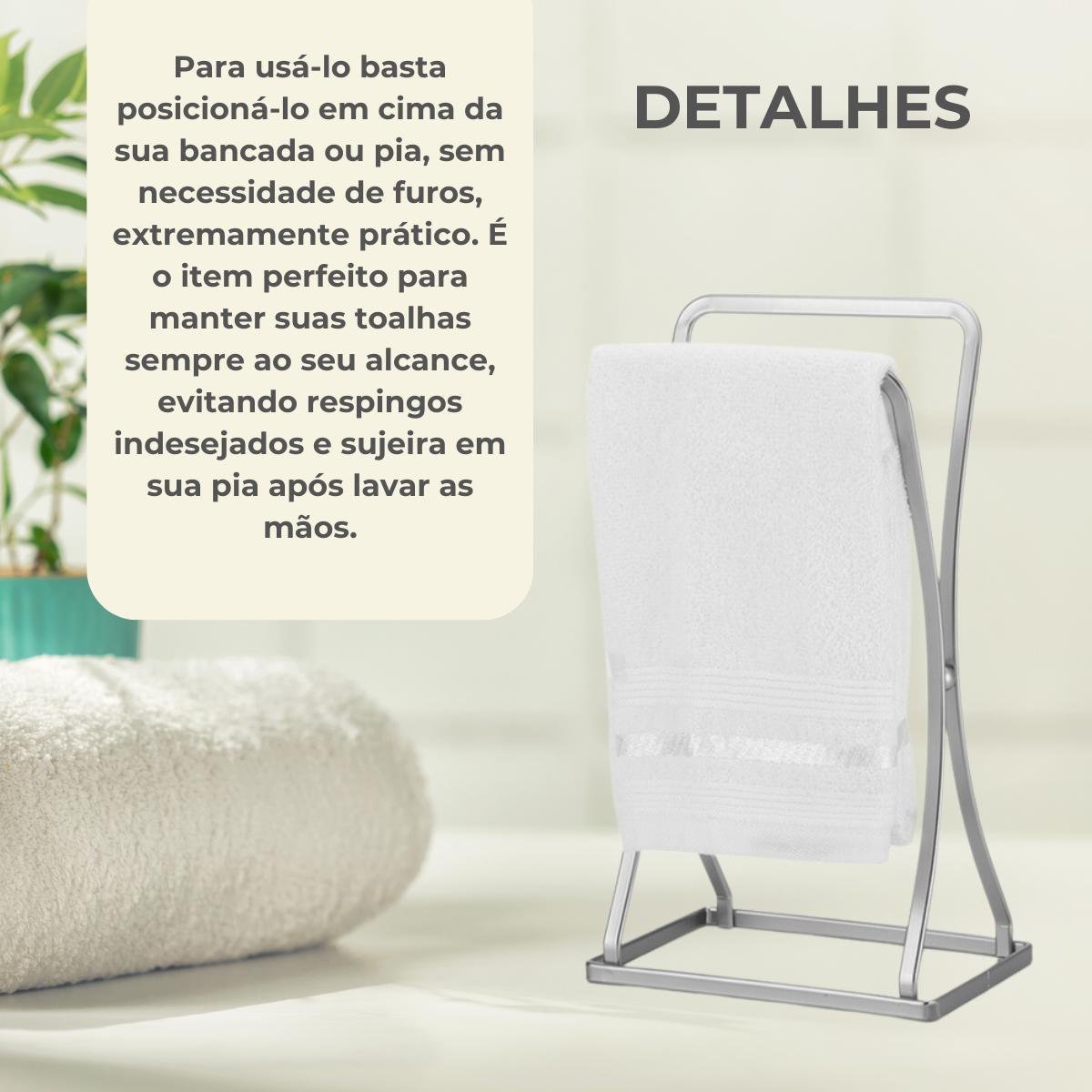 Suporte Porta Toalha Lavabo Toalheiro Cromo Fosco - 4