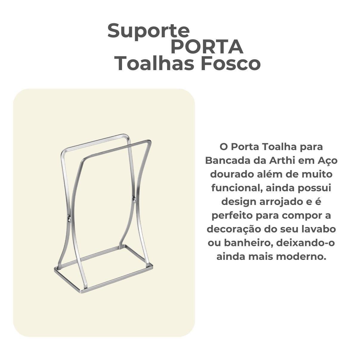 Suporte Porta Toalha Lavabo Toalheiro Cromo Fosco - 3