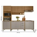 Ver imagem 3 de Cozinha Compacta Modulada 5 Peças 270cm 11 Portas e 2 Gavetas Colors Marrom Freijó/Cinza Chalck