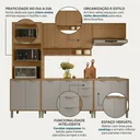 Ver imagem 5 de Cozinha Compacta Modulada 5 Peças 270cm 11 Portas e 2 Gavetas Colors Marrom Freijó/Cinza Chalck