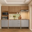 Ver imagem 6 de Cozinha Compacta Modulada 5 Peças 270cm 11 Portas e 2 Gavetas Colors Marrom Freijó/Cinza Chalck