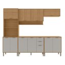 Ver imagem 2 de Cozinha Compacta Modulada 5 Peças 270cm 11 Portas e 2 Gavetas Colors Marrom Freijó/Cinza Chalck