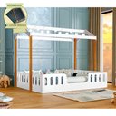 Ver imagem 2 de Cama Infantil Montessoriana Ágatha Casal com LED com Lousa Mágica - Branco/Amêndoa
