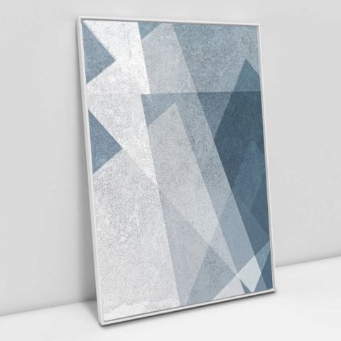 Quadro Decorativo em Canvas Abstrato Elementos Geométricos II TaColado Moldura Flutuante 4,5cm Branc