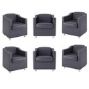 Ver imagem 1 de Kit 6 Poltronas Decorativas Para Recepção Courino Cinza