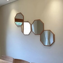 Ver imagem 6 de Espelho de Parede Oitavado Quarto Decorativo Marrom Ripado