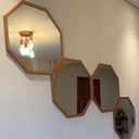 Ver imagem 7 de Espelho de Parede Oitavado Quarto Decorativo Marrom Ripado