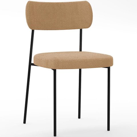 Cadeira Decorativa Estofada para Sala de Jantar Melina L02 Bouclê Mostarda - Lyam Decor