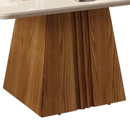 Mesa de Jantar Paris 1,36 Tampo Chanfrado Curvo Carvalho/Creme - 3