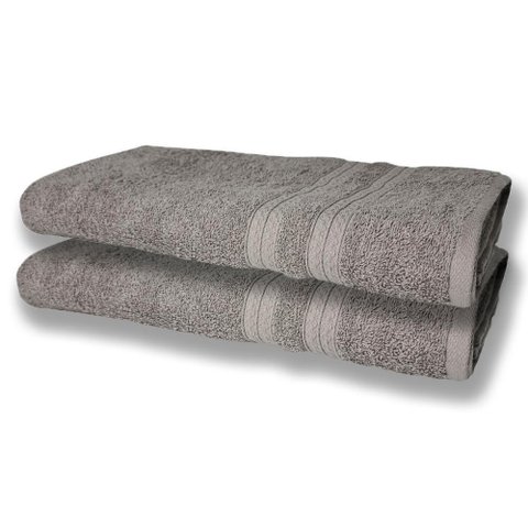 2 Toalhas Super Felpudas Grande e Grossa Algodão 80x150 Itália Soft Beka - Cinza Cinza