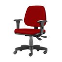 Ver imagem 1 de Cadeira Job com Bracos Assento Courino Vermelho Base Rodizio Metalico Preto - 54599