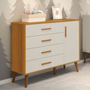 Ver imagem 3 de Comoda Sapateira Infantil Isis 4 Gavetas e 1 Porta Areia Fosco/ Savana Fosco com Pés Retrô - Reller