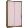 Guarda Roupa Modulado 134,5cm 2 Portas de Correr Paris Avelã/Rosa Luciane Móveis - 1
