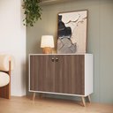 Ver imagem 2 de Aparador Buffet Retrô Emovell B200 2 Portas 90,3cm MDP Branco e Freijó com Pés de Madeira