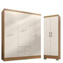 Ver imagem 1 de Guarda Roupa Casal Versa 6 Portas com Armário Multiuso Luna Freijó Off White Fosco - Kits Paraná
