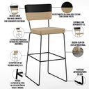 Ver imagem 4 de Banqueta Alta Cozinha Sala de Jantar Allana L02 Faixa Corano Preto Linho Bege Escuro - Lyam Decor