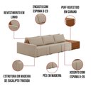 Ver imagem 5 de Sofá Ilha 3 Lugares Living 342cm Modulado Lary Linho K01 Cor Bege