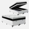 Cama Box Baú King 193 Tecido Sintético Branco Com Colchão One Face D33 - 1