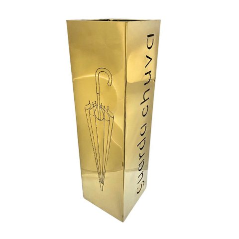 Porta Guarda Chuvas Quadrado Dourado em Aco Inox Fineza