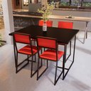 Ver imagem 1 de Conjunto Mesa de Jantar Retangular Preto 4 Cadeiras Preta Riviera Industrial Don Castro Decor Rivier