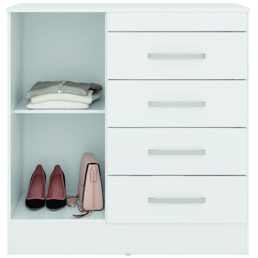 Cômoda 1 Porta 4 Gavetas Montevidéu Demobile Branco Cestaplus - 3