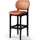 Ver imagem 1 de Banqueta Alta Para Cozinha Madeira Fixa Betta L02 Preto Couríssimo Camel - Lyam Decor