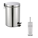 Ver imagem 2 de Kit Lixeira Pedal Inox 12l+ Escova Sanitaria-construmarcas