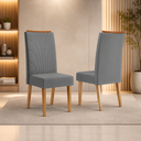 Ver imagem 3 de Kit com 2 Cadeiras de Jantar em MDF Encosto Bordado Giulia Cobre/Cinza