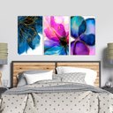 Ver imagem 4 de Conjunto 3 Quadros Decorativos Tela em Lona Folhas Aquarela 60x40cm Para Sala Quarto