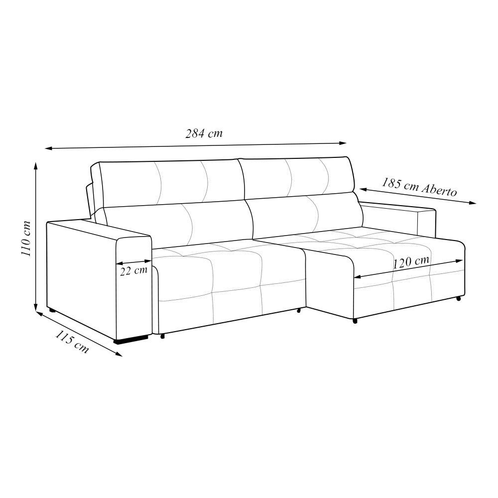 Sofá Retrátil 4 Lugares 284cm 2 Módulos Nero com USB Couro Preto G52 ...