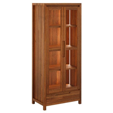 Cristaleira Madeira Macica Taeda com Led 190x80 Cm 1554n Rustico Escuro Festra