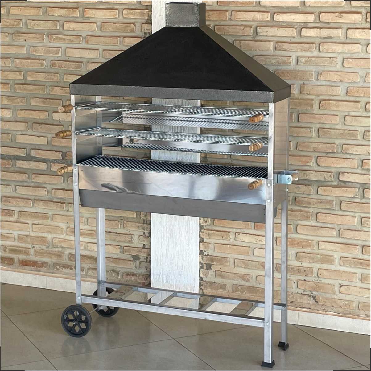 Churrasqueira Para Espetinho Carrinho Inox Para Vender Espetinhos 95x25 Com 03 Grelhas Aramada - 7