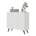 Ver imagem 1 de Gabinete Banheiro 3 Portas Retrô 90cm Multimóveis V5030 Branco/Preto