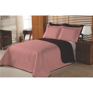 Cobre Leito Queen Dupla Face 3 Pçs Florença:rosa Velho