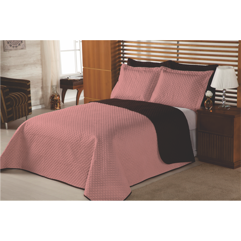 Cobre Leito Queen Dupla Face 3 Pçs Florença:rosa Velho