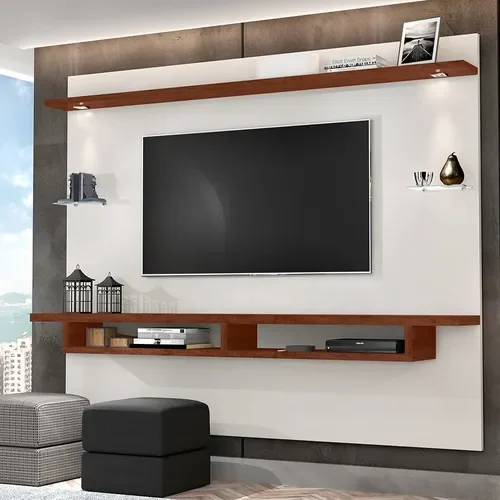 Painel Suspenso Victoria Off-White/Canela Para Tv Até 75 Polegadas - 1