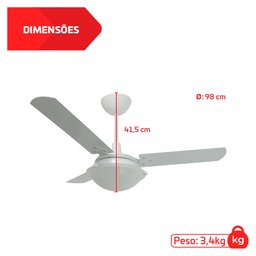 Ventilador de Teto Citrino Branco 3 Pás Tron 127v - 3